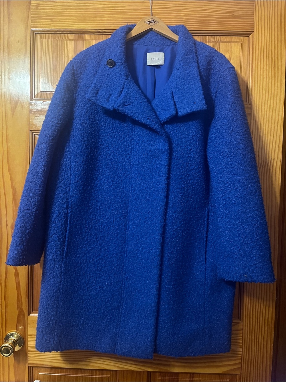 LOFT Women's Cobalt Bouclé Pea Coat